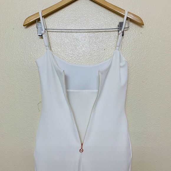 Nookie Bailey Midi Crepe Bodycon Dress Small Ivory Spaghetti Strap $199 - Picture 8 of 12